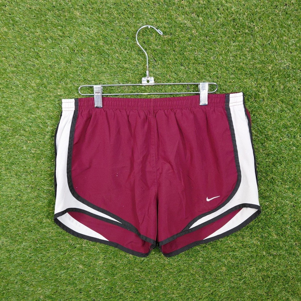 Nike Dri-FIT Running Shorts Maroon White Athletic Gym Workout small Women's